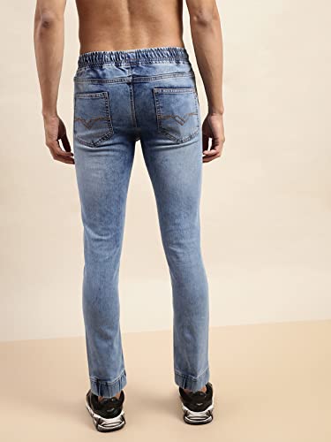 Image of Veirdo Men's Mid Rise Pure Cotton Slim Fit Full Length Jeans