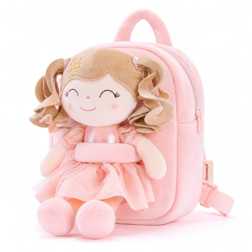 Image of Gloveleya Kids Backpack Toddler Girls Backpacks Soft Plush Girl Toys Crown Princess Pink 9 inch