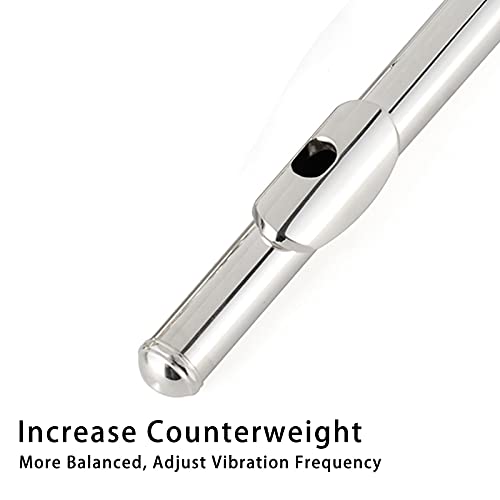 EASTROCK Silver Plated Flute Instrument for Beginner Kids Student，Closed Hole Flutes 16 Keys C Flute with Carrying Case,Stand，Cleaning kit，Gloves，Tuning Rod(Silver Plated)