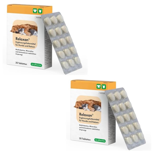 cp pharma Relaxan | Doppelpack | 2 x 30 Tabletten | Ergänzungsfuttermittel für Hunde & Katzen | Mit Multivitaminen