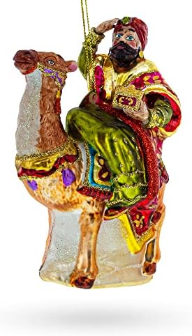 Majestic Wiseman with Gifts on Camel Blown Glass Christmas Ornament - Image 5