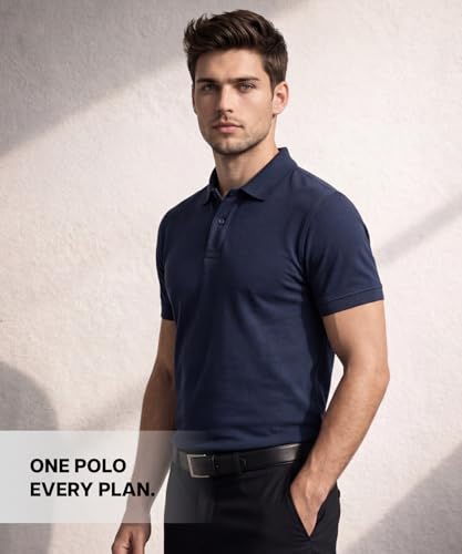 Image of AWG ALL WEATHER GEAR 100% Cotton Polo T Shirt for Men | Soft & Breathable Fabric | Regular Fit | Half Sleeve Polo Collar T Shirt | Casual & Office Wear | Comfortable & Durable Mens Polo T Shirt