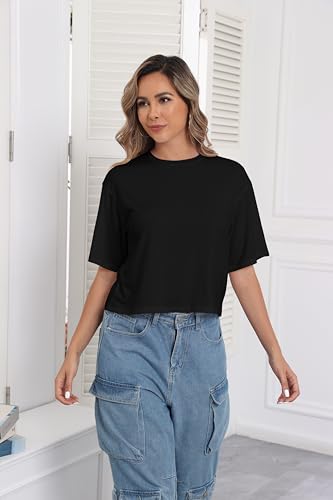 PRIMODA Women's Loose Cropped T-Shirts Basic Casual Tee For Casual Wear
| PRIMODA Women's Half Sleeve Crop Tops Drop Sh 