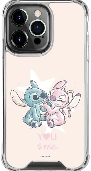 Skinit Clear Phone Case Compatible with iPhone 16 Pro Max - Officially Licensed Disney Lilo and Stitch Stitch and Angel Design