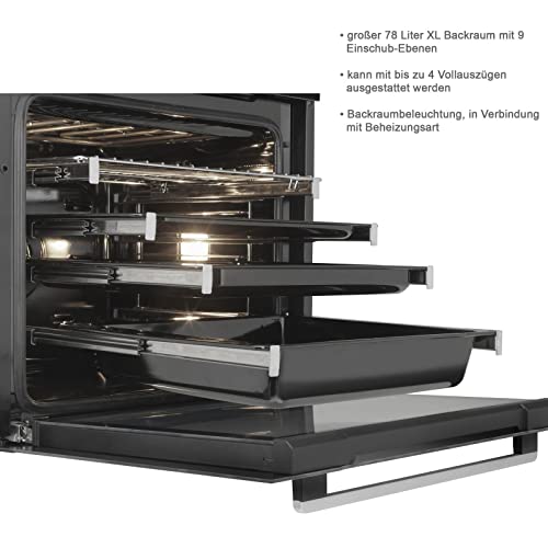 Oranier Backofenset autark Flächeninduktionskochfeld 80 cm FLI 2086 mit schwarzem Pyrolyse Einbaubackofen EBP 9872 – Bild 7