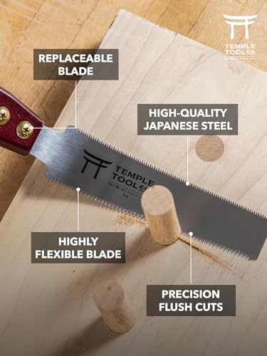 Japanese Flush Cut Saw - 6 Inch Double Edge Pull Saw for Flush Cutting Dowels, Pegs, Wedges - Hardwood Softwood Hand Saw - Small Wood Saw - Temple Tool Co.