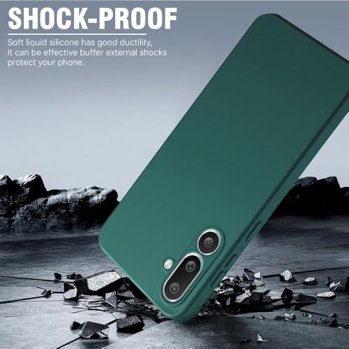 Image of WOW IMAGINE Back Cover for Samsung Galaxy M56 5G | Galaxy F56 5G | Ultra Slim Soft Rubberised Case | Inner Velvet Fabric | Matte Silicone Flexible Mobile Case | Camera Protection - Green