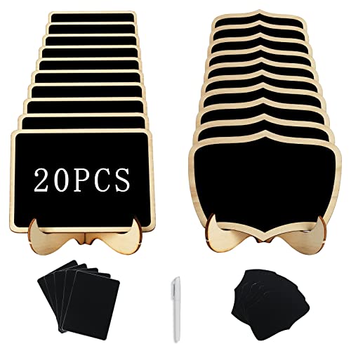 20PCS Mini Chalkboard Signs with 1 Erasable Chalk Marker,Small Chalkboard with Easel Stands,Chalkboard Place Cards,Table Numbers,Food Labels for Party Buffet,Weddings,Special Events