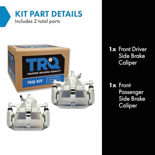 Image of TRQ Front Brake Caliper Set Zinc Coated Brackets Hardware Compatible with 2012-2018 Toyota Avalon 2012-2017 Camry 2016-2018 Lexus ES350