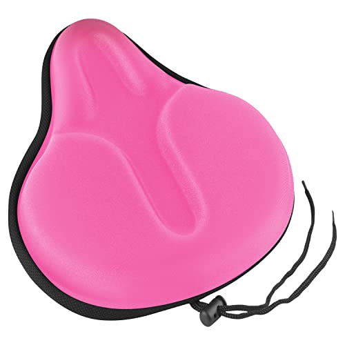 MSDADA 29 x 26cm Sattelbezug Memory Foam Fahrrad für Herren und Damen, Weicher Bequem Atmungsaktive Breiter Fahrradsitzbezug für Mountainbike, Rennrad, Hometrainer Fahrrad(Rosa)