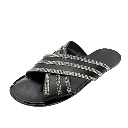 Pantoufles bohémiennes en cuir noir et strass pour s'offrir un moment de douceur pure