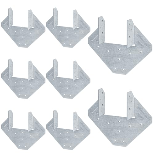GBGS 8 Pcs14 Gauge Hot Dip Galvanized Hurricane Ties - Heavy Duty Rafter Brackets for 4x4 & 4x6 Posts,Truss Connectors for Roofing, Decks, Pergolas - Wind-Resistant Wood Timber Hardware