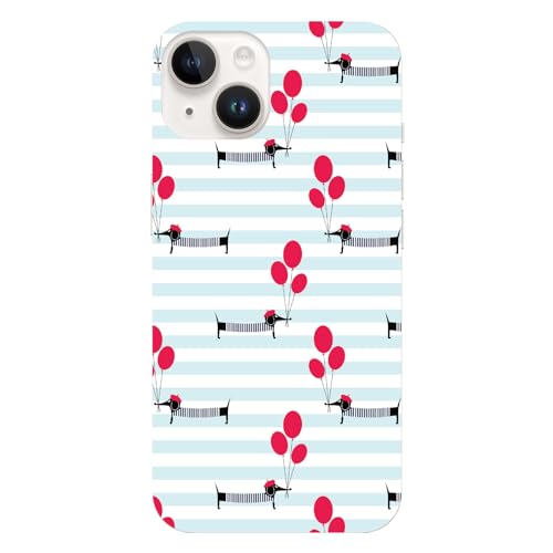 Ruuu iPhone 17 対応 ハードケース スマートフォン iPhoneケース カバー アニマル パターン ボーダー ダックスフンド いぬ 犬 風船 バルーン 動物 どうぶつ マリンボーダー 可愛い かわいい おしゃれ ユニーク 個性的 おもしろ 面