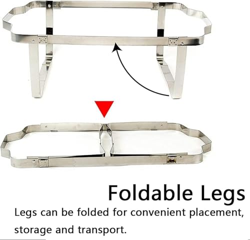 AFLEPCBRQ 4er-Pack rechteckiger Chafing Dish aus Edelstahl, 8QT Chafer Dish und Buffetwärmer-Set, Tablett mit faltbarem Rahmen, Wasserpfanne, Lebensmittelpfanne, Brennstoffhalter und Deckel (Silber) – Bild 5