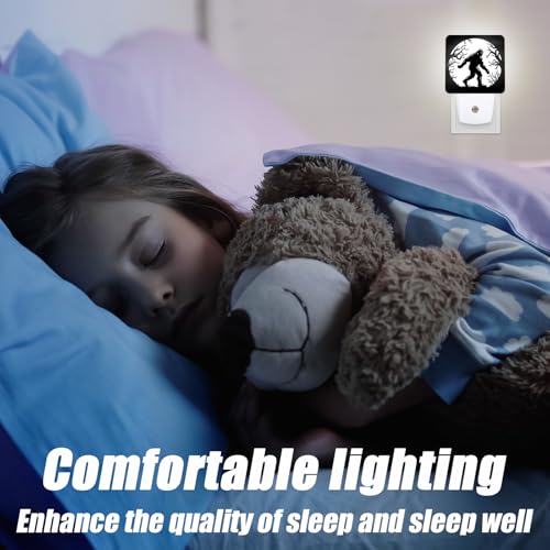 Image of Bigfoot Night Light,Halloween Moon Nightlight Plug into Wall,LED Lamp,Suitable for Bedrooms,Kitchens,Toilets,Etc.Auto Sensor Dusk to Dawn,Energy-Saving