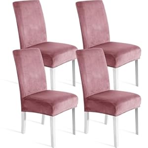 Ystyle Stuhlhussen Samt 4er Set, Universale Stuhlüberzug Stretch, Weich Hussen Für Stühle, Waschbar Dekoration Stuhlbezug, Stuhlhussen Kratzfest Hochlehner Für Haus Hotel Bankett, Rosa