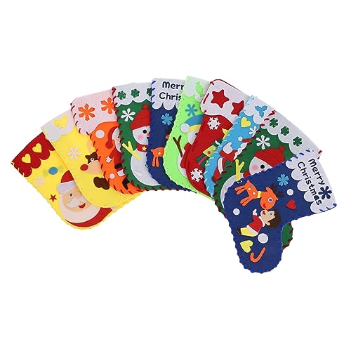 BESPORTBLE 10Sets Christmas Stocking Craft Sewing Kit for Mixed Styles Educational Hand Made Decorative Stocking for Holiday Crafts and Family Activities