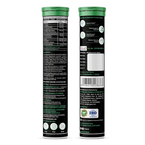 ENGYUP Power Vitality Booster For Men | Strength & Stamina Booster | Ashwagandha, Safed Musli, Ginseng, Gokharu, L-Arginine, L-Carnitine | 30 Effervescent Tablets | MixBerry Flavor