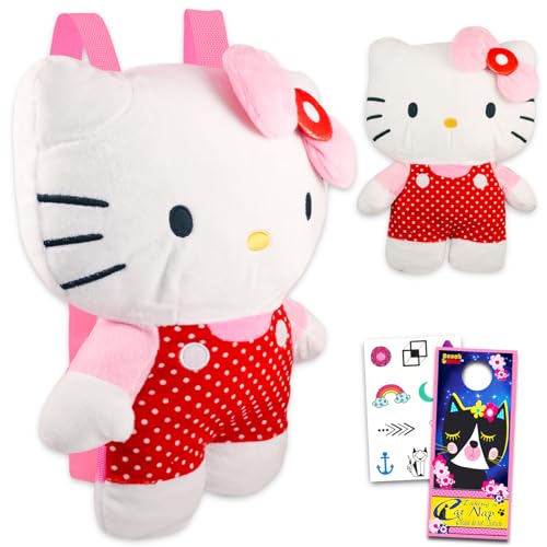 Hello Kitty Plush Backpack Set for Girls - Gift Bundle with Plushie, Temporary Tattoos & More