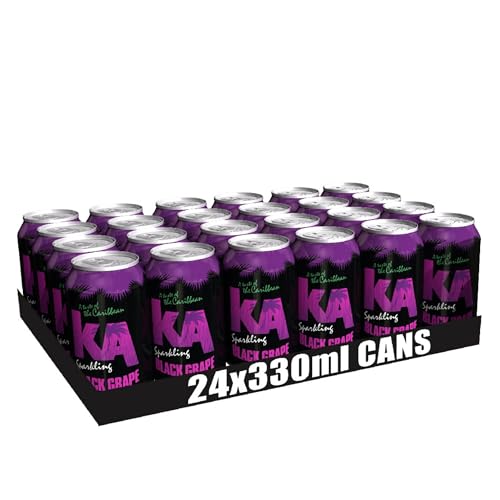 KA Caribbean Black Grape Fizzy Drinks - Traditional & Authentic Caribbean Jamaican Style Sparkling Drink - Soft Drinks Multipack - Black Grape Soda Drinks Bulk Pack - 24 x 330ml Cans