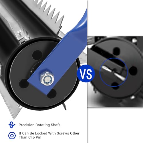 14ft Stainless Steel Lake Weed Roller, Beach Roller Lake Weed Remover, Rid Weeds Roots and Muck Buildup, 4 Aluminum Handles, 6 Preassembled Stainless Steel Blades, Super Easy Assembly, Blue.