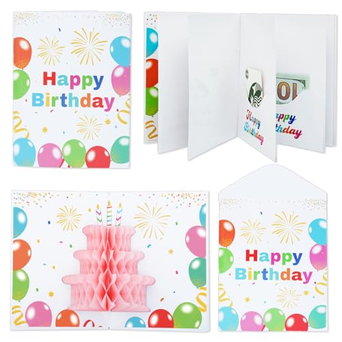 6 Slots 3D Happy Birthday Gift Card Booklet with Envelopes