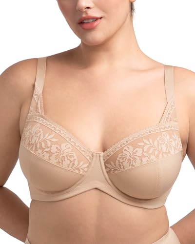 Image of HSIA Minimizer Bras for Women Large Bust Full Coverage Lace Plus Size Bra - Mermaid Scales
