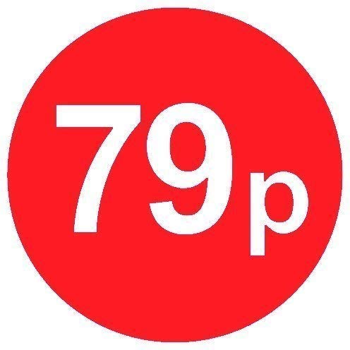Pack of 500-20mm Price Stickers - Choose from 10p to £95 - Bright Red - Many Prices to Choose from (79p - Red)