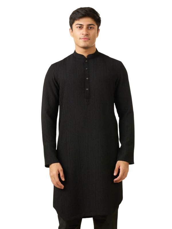 Kurta homme noir pour mariage et fêtes religieuses DIWAS BY MANYAVAR 3XL