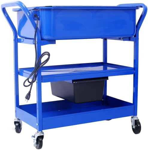 Miniatura 6 de Lavadora de piezas móviles, máquina limpiadora de piezas portátil de 20 galones con bandeja de drenaje y bomba de 325 GPH, tanque de lavado de