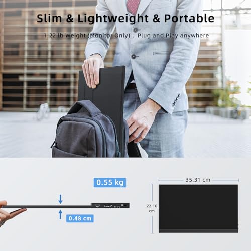 Image of MagicRaven Portable Touchscreen, 15.6 inch 1080P 60Hz Laptop Monitor, Lightweight Dual USB C HDMI Second Gaminig Display with Speakers, Travel Monitor for PS4 /5 Xbox Switch MAC PC Phone