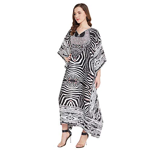 Image of Oussum Women Plus Size Kaftan Kimono Loose Maxi summer dresses for women Beach 3 /4 Sleeve Casual lounge dress Boho