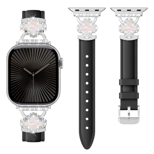 Bracelet en cuir Apple Watch trèfle porte-bonheur, le cadeau idéal pour iWatch 40mm 41mm SE