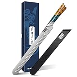 MDHAND 30cm Schinkenmesser, Fleischmesser Profi Messer, Extra Scharfe Edelstahl Tranchiermesser mit Ergonomischem Griff, Brisket Messer für Fleisch und BBQ
