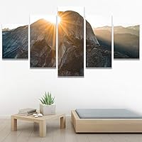 SIGNWIN 5 Panel Canvas Wall Art Sunset in The Mountains for Home Decorations Ready to Hang - 60