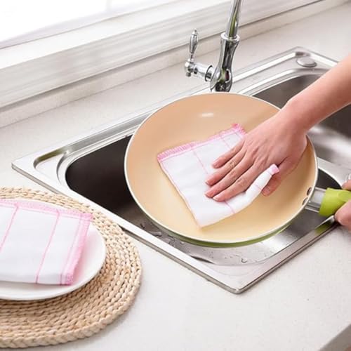 Image of Super Absorbent Bamboo Cleaning Cloths - 27x27CM-1 Pack with 3 PCS- Reusable Eco-Friendly Towels for Kitchen, Bathroom, and Home Surfaces