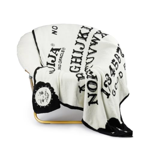 Image of Jay Franco Ouija Spirit Board Feather Knit Throw Blanket 50x60, Black