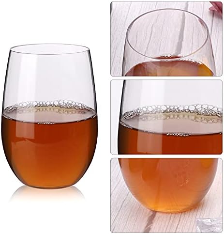 Wisolt Plastic Wine Glasses Reusable Red Wine Glasses Set of 4 Unbreakable Stemless Wine Glasses Plastic Gin Glass Nice Wine Tumbler Plastic Wine Cups for Indoor Outdoor Parties Picnic 450ML