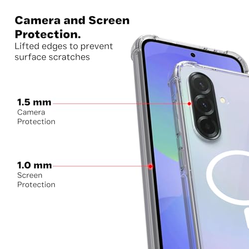 Image of RIGGEAR Shockproof Clear Hybrid Airbag Armor Magnetic Back Cover Case Compatible with MagSafe Accessories for Samsung Galaxy A36 5G (Clear PC+ Transparent TPU Bumper)