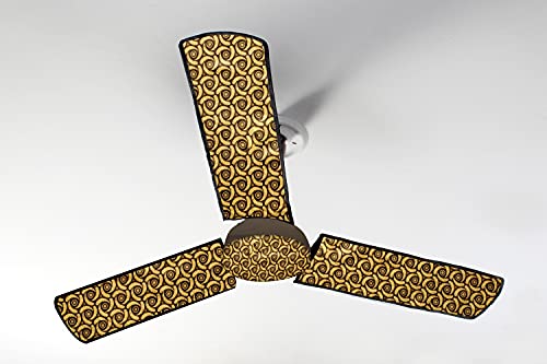 Image of Stylista Waterproof & Dustproof Three Blade Ceiling Fan Cover with attachable Enclosure Set of 1 Fan Cover Packed Pattern Yellow