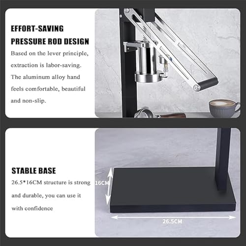 Manual Lever Espresso Maker with Pressure Gauge, Stainless Steel, 180° Labor-Saving Rod, Stable Base, Piston Core for Coffee Lovers.