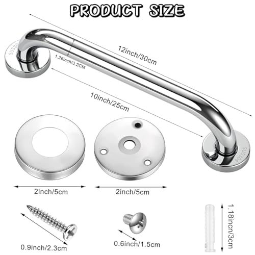 Grab Bar for Bathroom Stainless Steel 12Inch/30CM Bath Grab Shower Safety Handle Hand Rail Support Handrails Towel Holder for Disabled Elderly Mobility Daily Living Aids Come with Mounted Screws