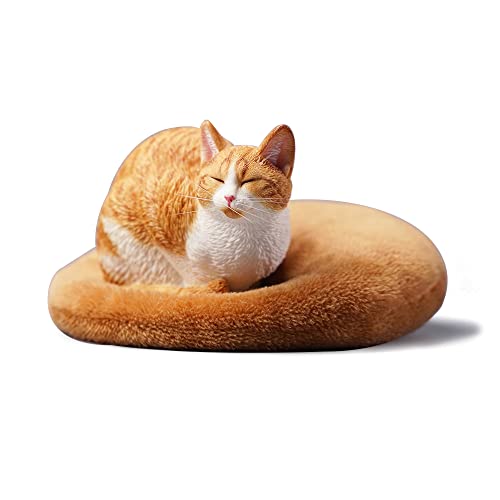 Estatua de Gato Duradero en Resina Naranja para Escritorio miniatura 3