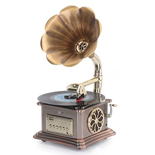 DISHENGZHEN Mini Tourne-Disque Gramophone rétro, Tourne-Disque Vinyle, avec Radio FM USB Bluetooth pour décor de Salon… - Les Beatles, Paul McCartney, John Lennon, RIngo Starr, George Harrison DISHENGZHEN Mini Tourne-Disque Gramophone rétro, Tourne-Disque Vinyle, avec Radio FM USB Bluetooth pour décor de Salon… – Image 3