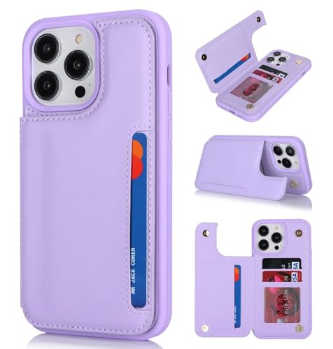 Coque iPhone 14 Pro portefeuille cuir violet avec étui de protection