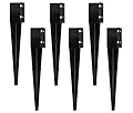 Sekcen 6 Pcs Fence Post Anchor Ground Spike 4x4 Metal Post Stake 24 Inch for Mailbox Deck Railing Black