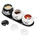 Set of 3 Black & White Ceramic Floral Tree Motif Spice Jars, Condiment Pots w/Serving Spoons, Tray