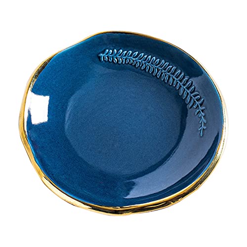 CEIERPH Leaf Jewelry Dish Tray Ring Holder, Blue