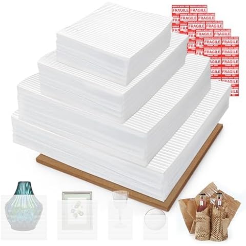 Moving Supplies, 250 Pack Packing Paper Sheets for Moving with 60 Fragile Labels, Foam Wrap Pouches for Packing, 4 Size Cushion Foam Sheets, Packing Supplies for Moving fit for Dish Glassware Plates Cover
