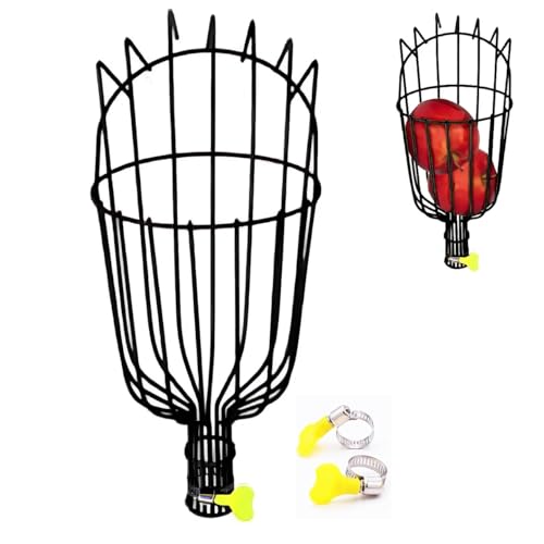 Image of ecofynd Fruit Picker Tool with Adjustable Pole Fixing Clamp, Metal Frame Basket for Mango, Apple, Lemon & Orange, Lightweight Fruit Harvester for Safe Fruit Picking from Trees, Garden & Farm (Black)